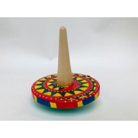 Multicolored wooden spinning top